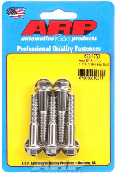 5-Pack Bolt Kit, Hex Head S/S  5/16" UNC x 1.750" UHL With 3/8" Socket