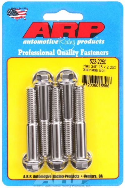 5-Pack Bolt Kit, Hex Head S/S  3/8" UNC x 2.250" UHL With 3/8" Socket