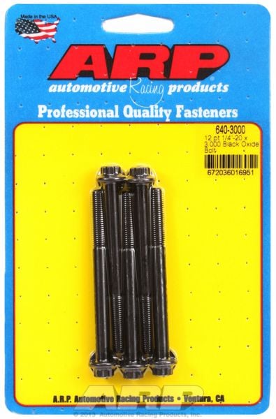 5-Pack Bolt Kit, 12-Point Head Black Oxide
1/4" UNC x 3.000" UHL With 5/16" Socket Head