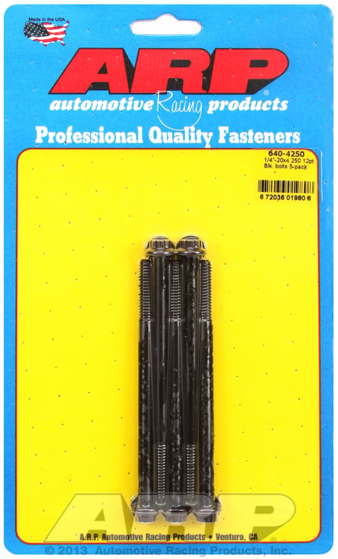 5-Pack Bolt Kit, 12-Point Head Black Oxide
1/4" UNC x 4.250" UHL With 5/16" Socket Head