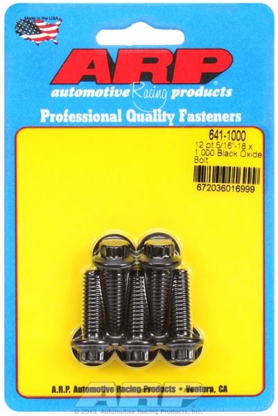 5-Pack Bolt Kit, 12-Point Head Black Oxide
5/16" UNC x 1.000" UHL With 3/8" Socket Head