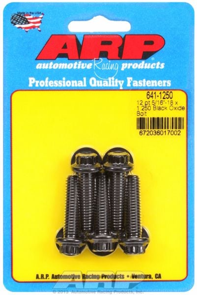 5-Pack Bolt Kit, 12-Point Head Black Oxide
5/16" UNC x 1.250" UHL With 3/8" Socket Head