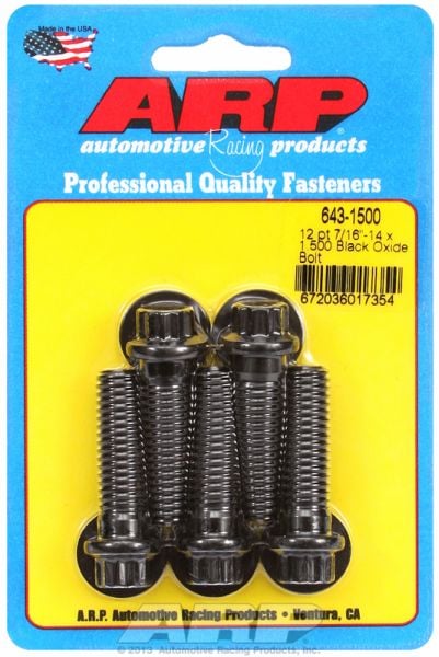 5-Pack Bolt Kit, 12-Point Head Black Oxide
7/16" UNC x 1.500" UHL With 7/16" Socket Head