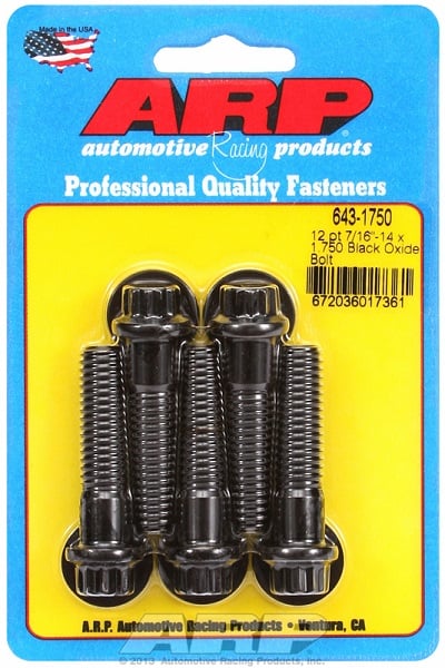 5-Pack Bolt Kit, 12-Point Head Black Oxide
7/16" UNC x 1.750" UHL With 7/16" Socket Head