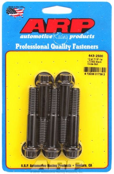 5-Pack Bolt Kit, 12-Point Head Black Oxide
7/16" UNC x 2.500" UHL With 7/16" Socket Head