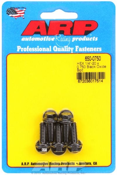 5-Pack Bolt Kit, Hex Head Black Oxide  1/4" UNC x .750" UHL With 5/16" Socket Head