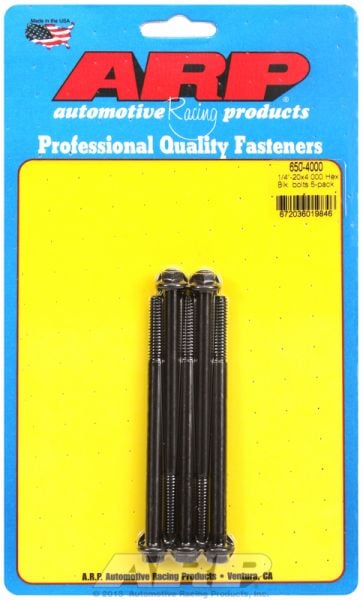 5-Pack Bolt Kit, Hex Head Black Oxide  1/4" UNC x 4.000" UHL With 5/16" Socket Head