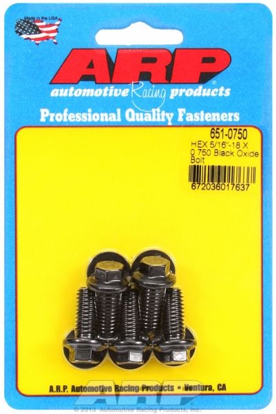 5-Pack Bolt Kit, Hex Head Black Oxide  5/16" UNC x .750" UHL With 3/8" Socket Head