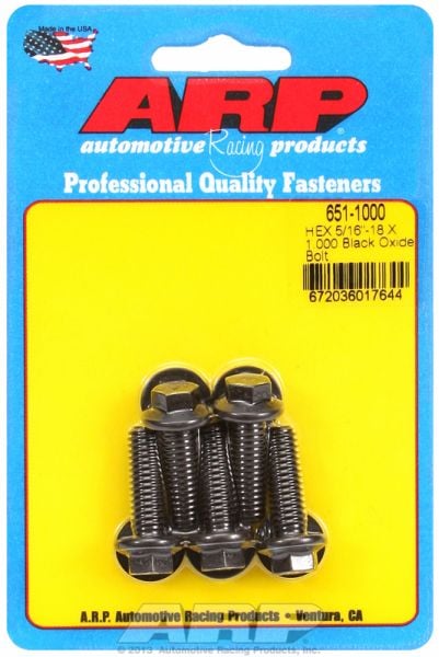 5-Pack Bolt Kit, Hex Head Black Oxide  5/16" UNC x 1.000" UHL With 3/8" Socket Head