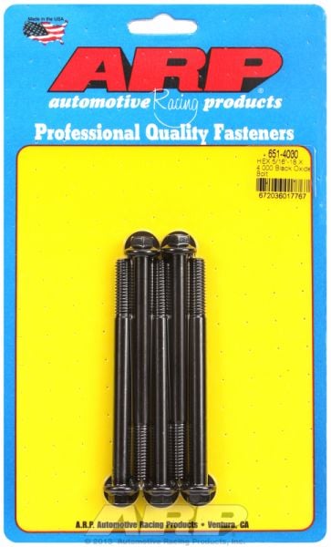 5-Pack Bolt Kit, Hex Head Black Oxide  5/16" UNC x 4.000" UHL With 3/8" Socket Head