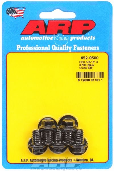 5-Pack Bolt Kit, Hex Head Black Oxide  3/8" UNC x .500" UHL With 3/8" Socket Head