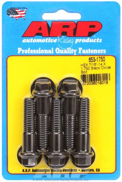 5-Pack Bolt Kit, Hex Head Black Oxide  7/16" UNC x 1.750" UHL With 7/16" Socket Head