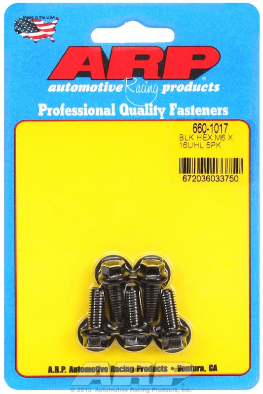 5-Pack Bolt Kit, Hex Head Black Oxide
M6 x 1.00 Thread x 16mm UHL With 8mm Socket Head