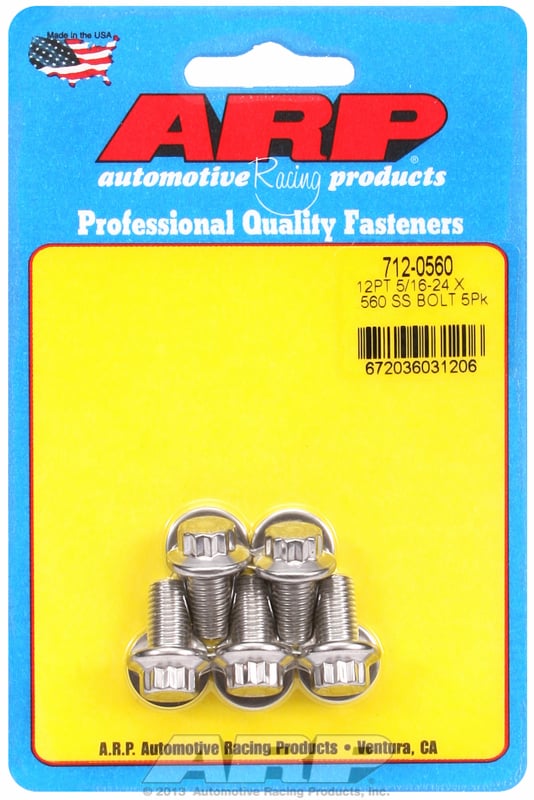 5-Pack Bolt Kit, 12-Point Head S/S
5/16" UNF x .560" UHL With 3/8" Socket Head