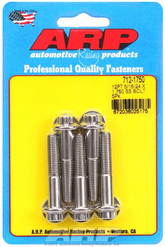 5-Pack Bolt Kit, 12-Point Head S/S
5/16" UNF x 1.750" UHL With 3/8" Socket Head