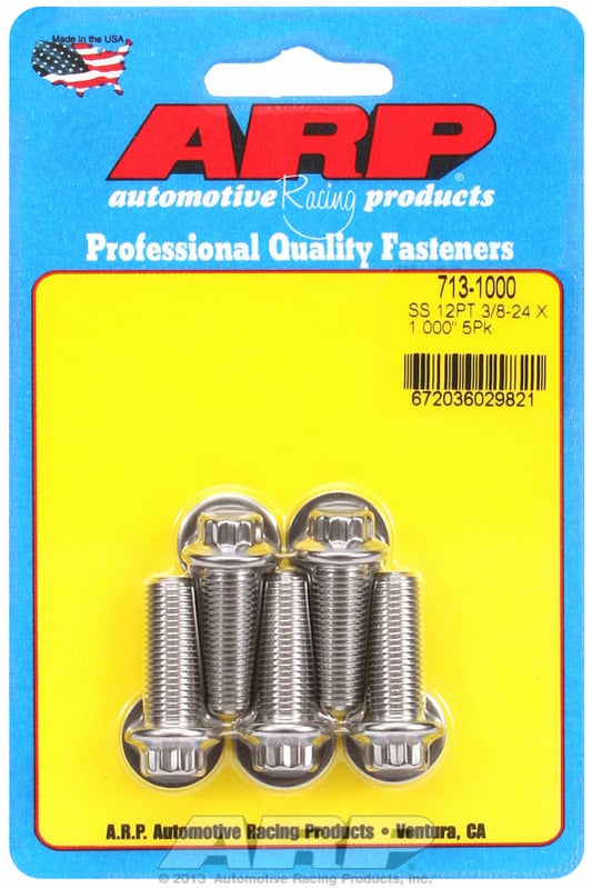 5-Pack Bolt Kit, 12-Point Head S/S  3/8" UNF x 1.000" UHL With 3/8" Socket Head