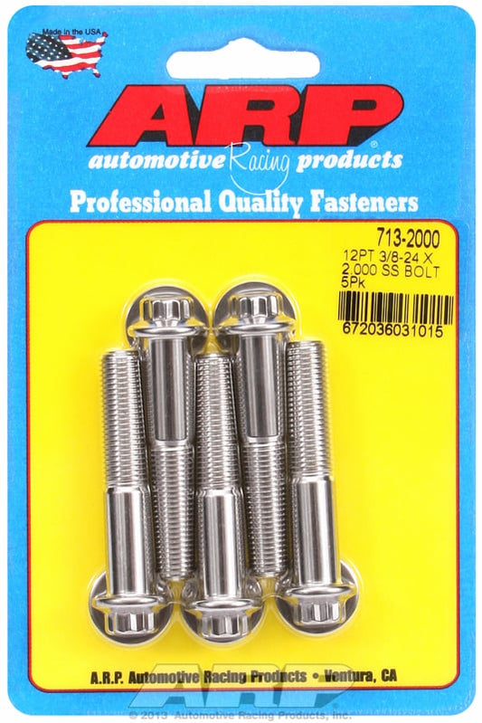 5-Pack Bolt Kit, 12-Point Head S/S
3/8" UNF x 2.000" UHL With 3/8" Socket Head