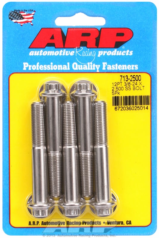 5-Pack Bolt Kit, 12-Point Head S/S
3/8" UNF x 2.500" UHL With 3/8" Socket Head