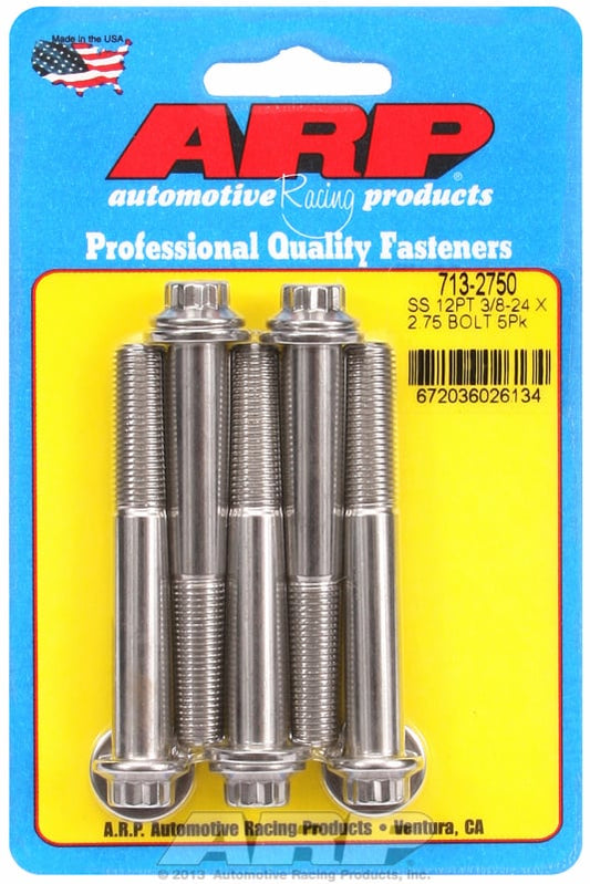 5-Pack Bolt Kit, 12-Point Head S/S
3/8" UNF x 2.750" UHL With 3/8" Socket Head