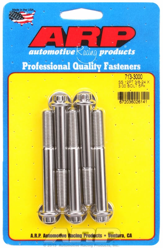 5-Pack Bolt Kit, 12-Point Head S/S
3/8" UNF x 3.000" UHL With 3/8" Socket Head