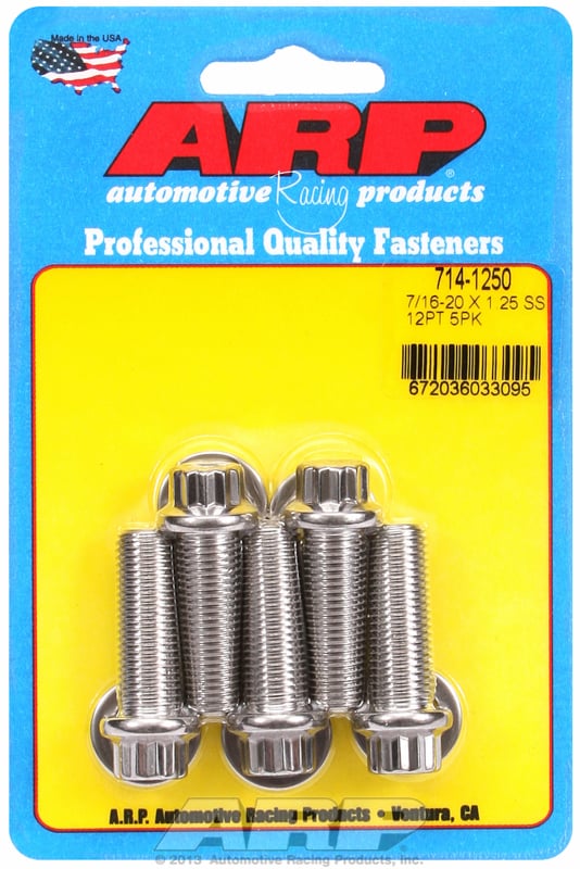 5-Pack Bolt Kit, 12-Point Head S/S
7/16" UNF x 1.250" UHL With 7/16" Socket Head