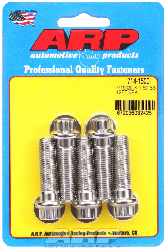 5-Pack Bolt Kit, 12-Point Head S/S
7/16" UNF x 1.500" UHL With 7/16" Socket Head