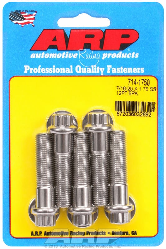 5-Pack Bolt Kit, 12-Point Head S/S
7/16" UNF x 1.750" UHL With 7/16" Socket Head