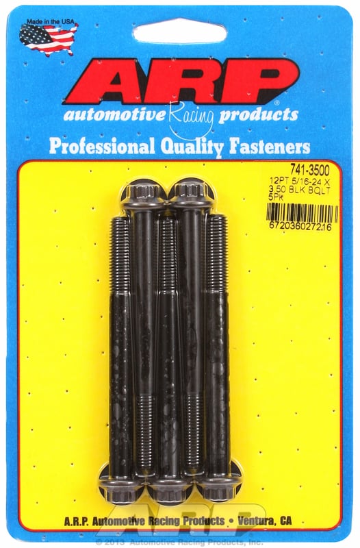 5-Pack Bolt Kit, 12-Point Head Black Oxide
5/16" UNF x 3.500" UHL With 3/8" Socket Head