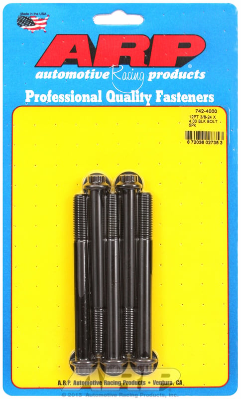 5-Pack Bolt Kit, 12-Point Head Black Oxide
3/8" UNF x 4.000" UHL With 3/8" Socket Head