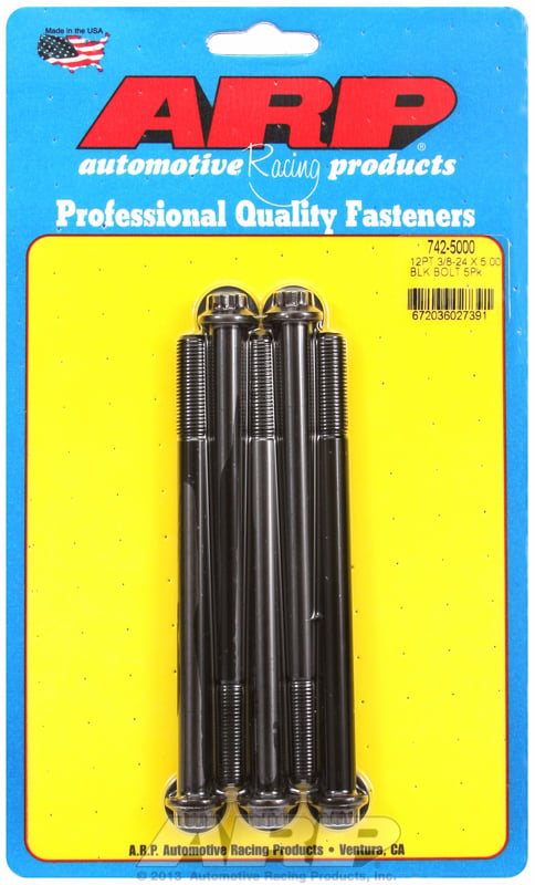 5-Pack Bolt Kit, 12-Point Head Black Oxide
3/8" UNF x 5.000" UHL With 3/8" Socket Head