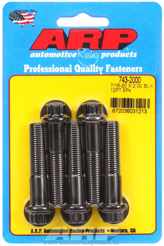 5-Pack Bolt Kit, 12-Point Head Black Oxide
7/16" UNC x 2.000" UHL With 7/16" Socket Head