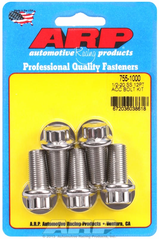 5-Pack Bolt Kit, 12-Point Head S/S
1/2" UNF x 1.000" UHL With 9/16" Socket Head