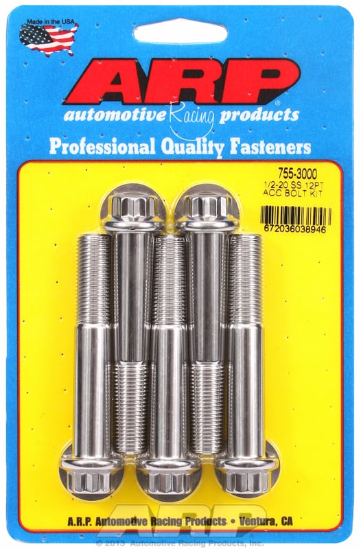 5-Pack Bolt Kit, 12-Point Head S/S
1/2" UNF x 3.000" UHL With 9/16" Socket Head