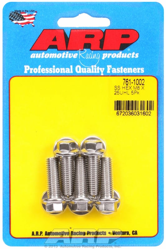 5-Pack Bolt Kit, Hex Head S/S
8mm x 1.25 x 25mm UHL With 10mm Socket Head