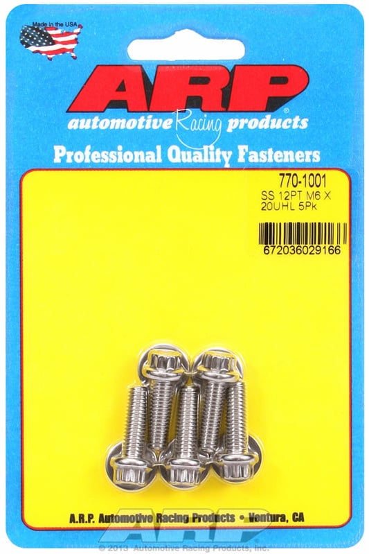 5-Pack Bolt Kit, 12-Point Head S/S
6mm x 1.00 x 20mm UHL With 8mm Socket Head