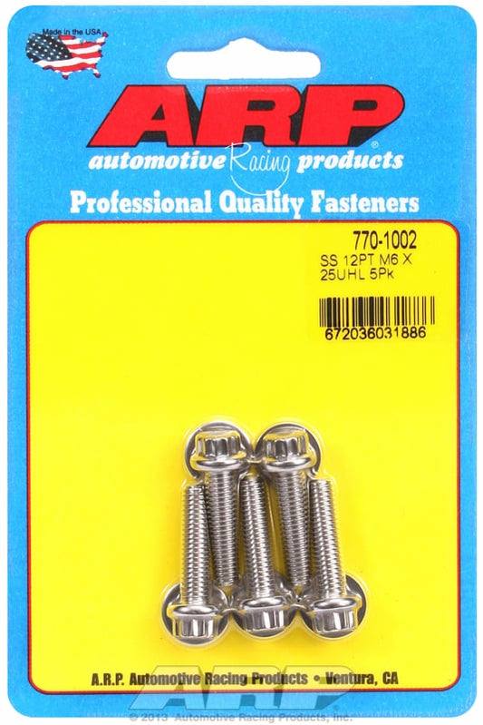 5-Pack Bolt Kit, 12-Point Head S/S
6mm x 1.00 x 25mm UHL With 8mm Socket Head