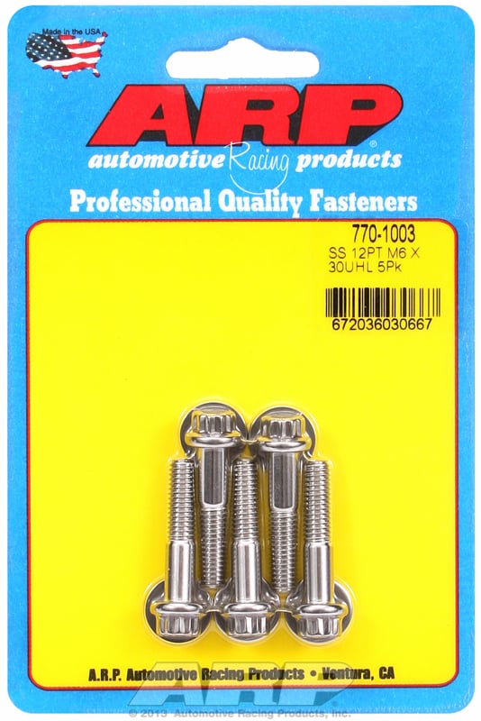 5-Pack Bolt Kit, 12-Point Head S/S
6mm x 1.00 x 30mm UHL With 8mm Socket Head