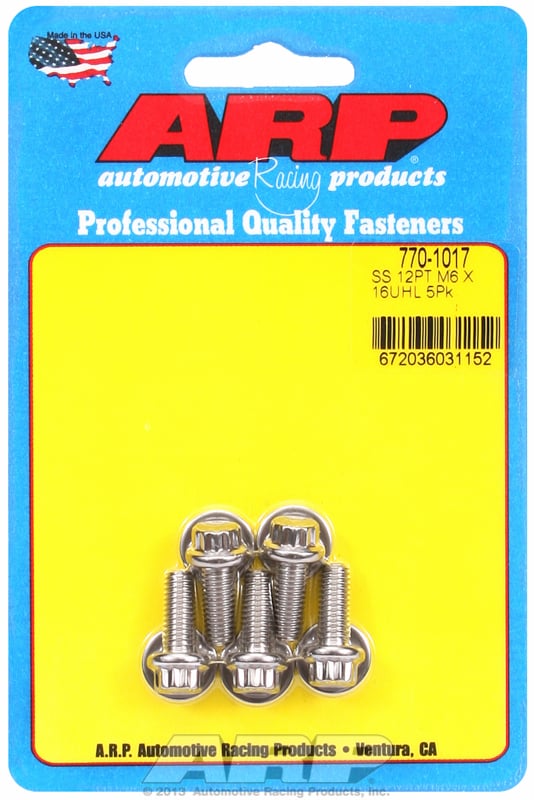 5-Pack Bolt Kit, 12-Point Head S/S
6mm x 1.00 x 16mm UHL With 8mm Socket Head