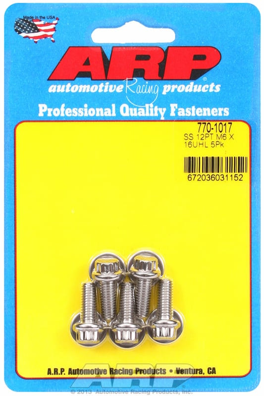 5-Pack Bolt Kit, 12-Point Head S/S
6mm x 1.00 x 16mm UHL With 8mm Socket Head