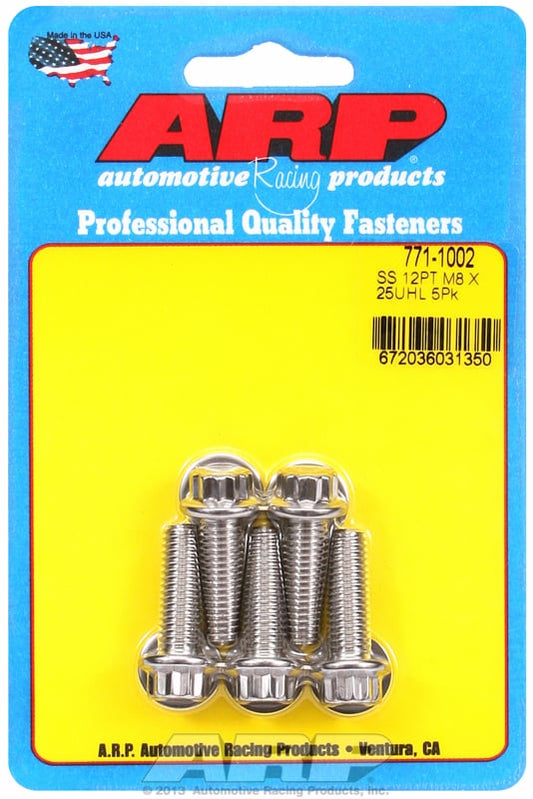 5-Pack Bolt Kit, 12-Point Head S/S
8mm x 1.25 x 25mm UHL With 10mm Socket Head