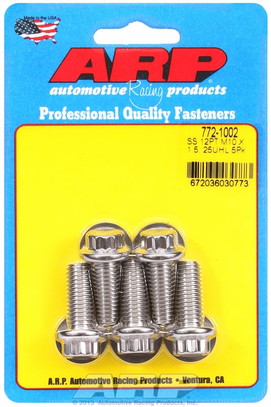 5-Pack Bolt Kit, 12-Point S/S
M10 x 1.50 Thread x 25mm UHL With 12mm Socket Head