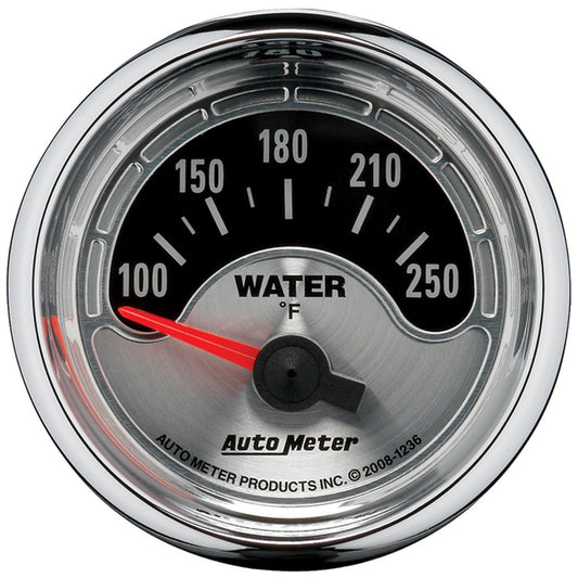 American Muscle Water Temperature Gauge   2-1/16", 100-250°F, Short Sweep Electric