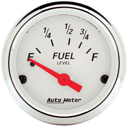 Arctic White Series Fuel Level Gauge
2-1/16", Short Sweep Electric, Ford, 73 ohms Empty/8-12 ohms Full