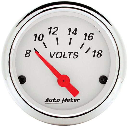 Arctic White Series Voltmeter
2-1/16", Short Sweep Electric, 8-18 volts