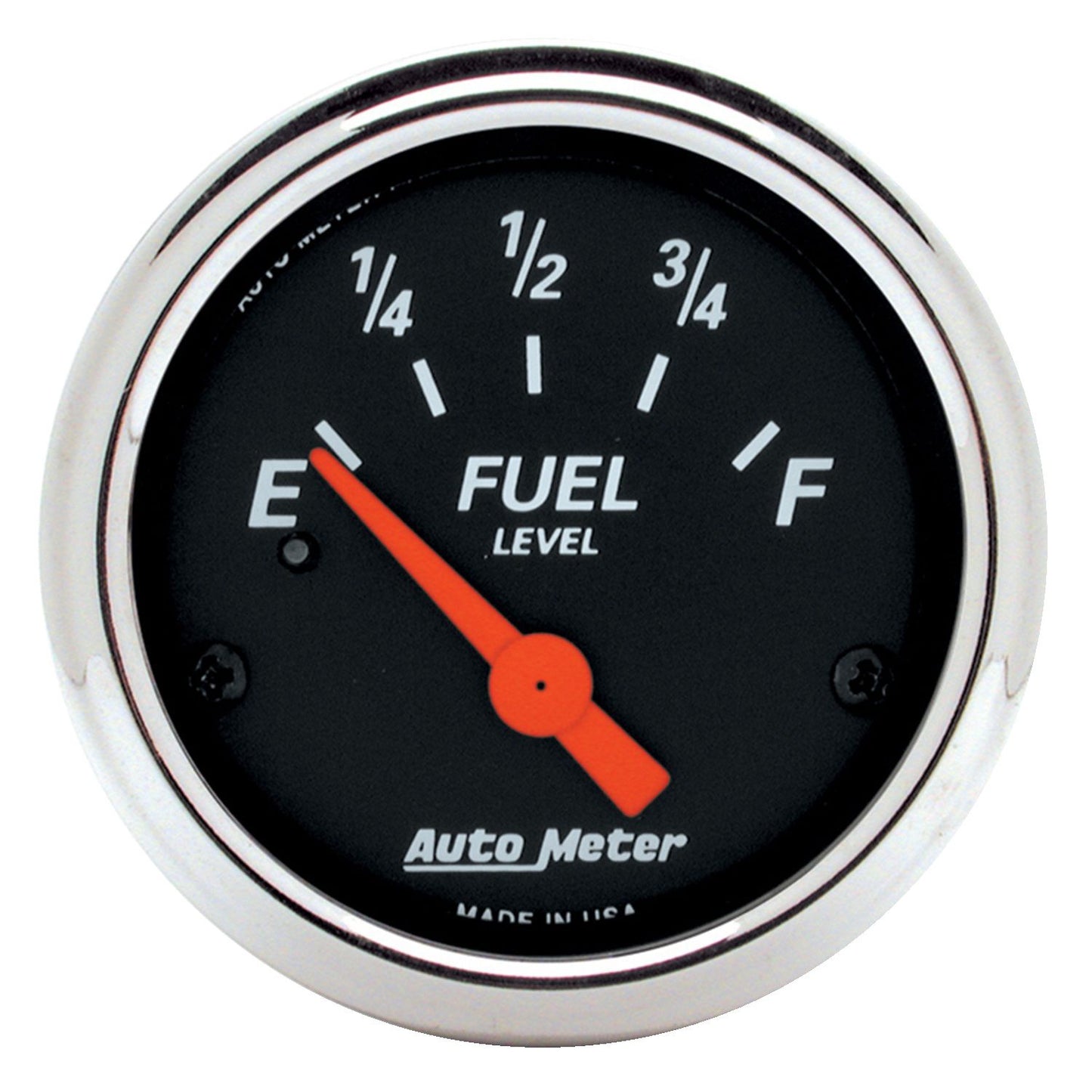 Designer Black Series Fuel Level Gauge Chrome Bezel
2-1/16", Short Sweep Electric, 240 ohms Empty/33 ohms Full