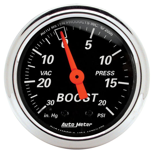 Designer Black Series Boost/Vacuum Gauge  2-1/16", Short Sweep Electric, 30 in. Hg-Vac/20 psi