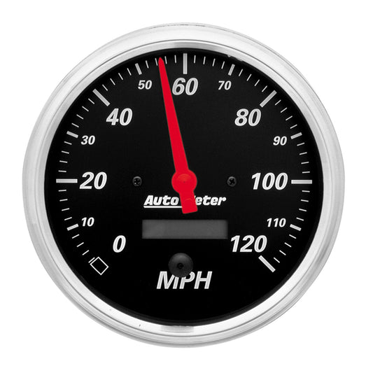 Designer Black Speedometer
5", In-Dash, Electric, Programmable, 0-120 mph