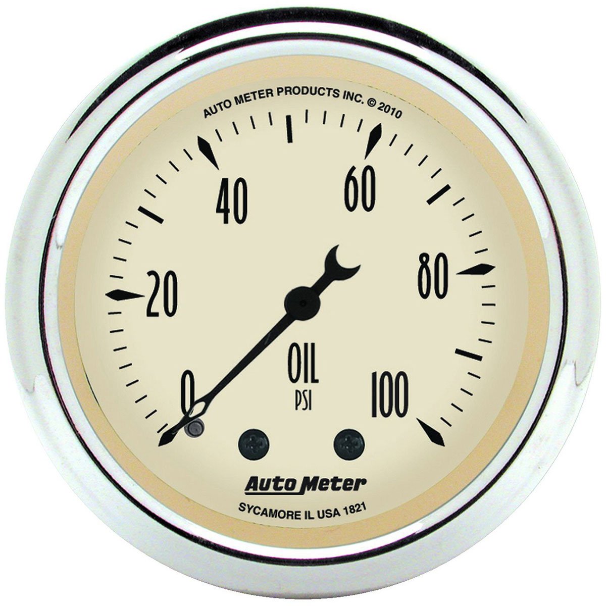 Antique Beige Series Oil Pressure Gauge
2-1/16", Full Sweep Mechincal, 0-100 psi