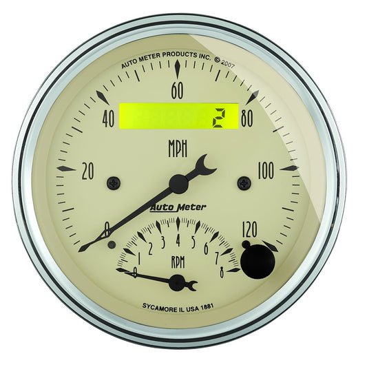 Antique Beige Tach Speedo Combo
3-3/8", Electric, In-Dash, Programmable, 0-120 mph, 0-8,000 rpm