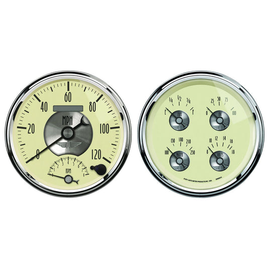 Prestige Antique Ivory Series 5" Quad Speedo & Tacho Gauge Kit